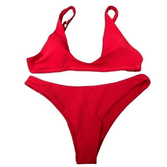 SHEIN Red Two Piece Swimsuit - Picture 1 of 4